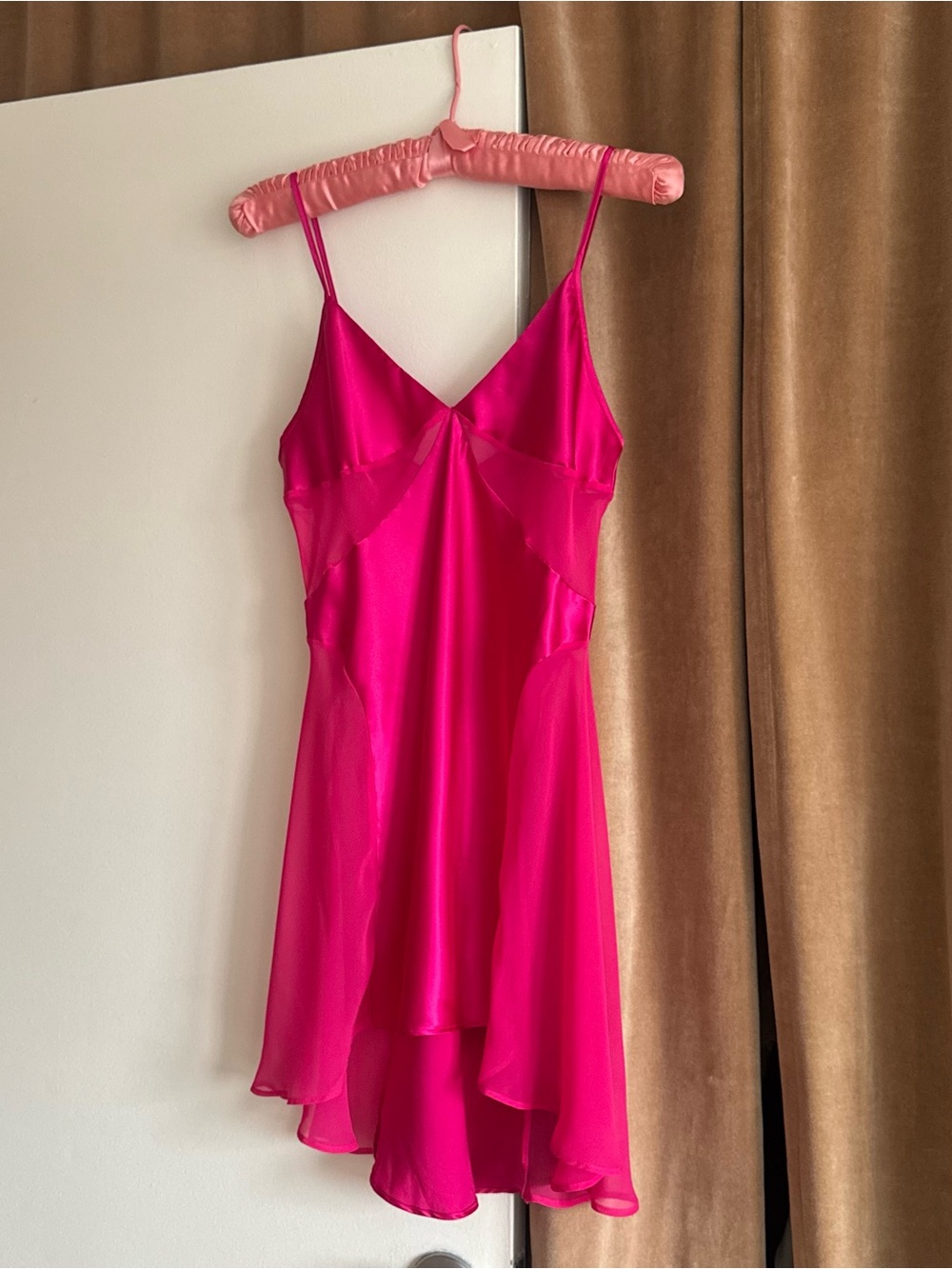 Vintage Victoria’s Secret pink mini slip with sheer panels